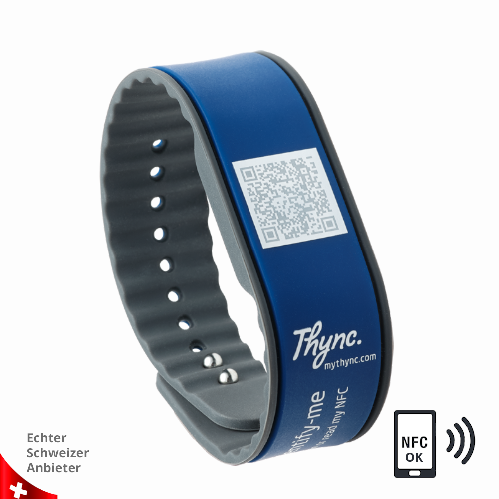 SOS Notfallarmband Silikon – QR- & NFC-Chip | Schweizer Datenplattform