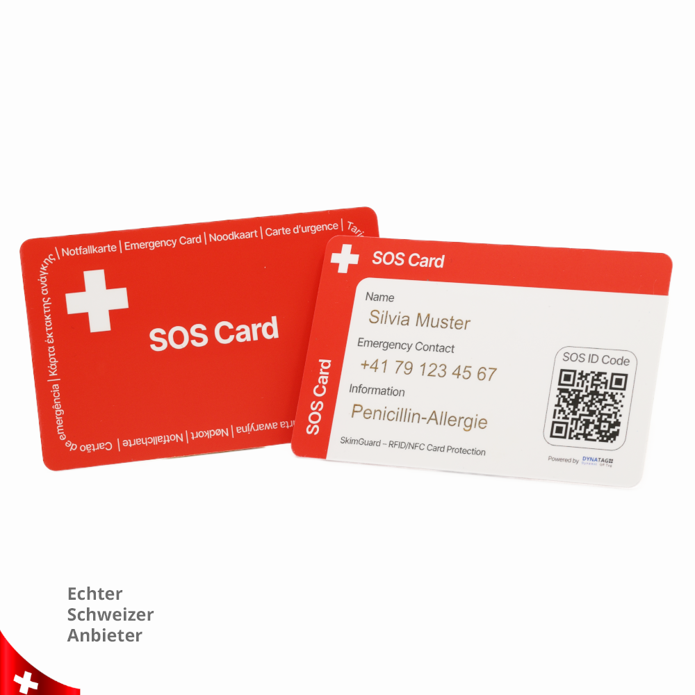 SOS Emergency Bracelet Silicone Black – QR Code & Swiss Data Platform