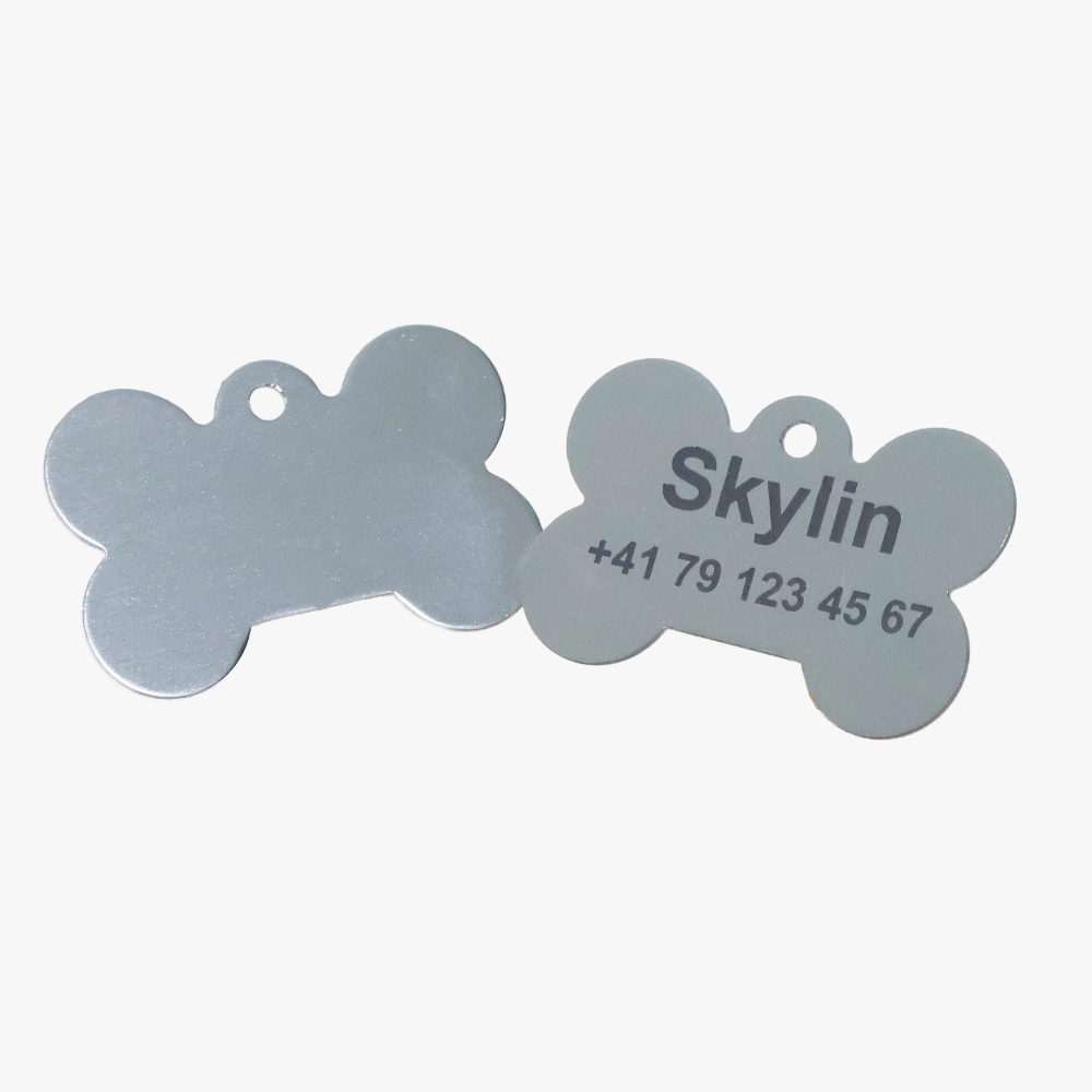Custom Engraved Bone-Shaped Aluminum Pet ID Tag – Personalized Dog Name Tag