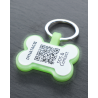 Hundemarke mit QR-Code und Lasergravur Knochen fluoreszierendem Silikon - Individuell gravierbar und Schweizer Datenplattform