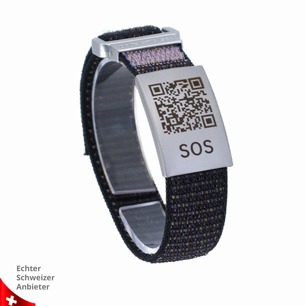 SOS Emergency Wristband with QR Code Textile