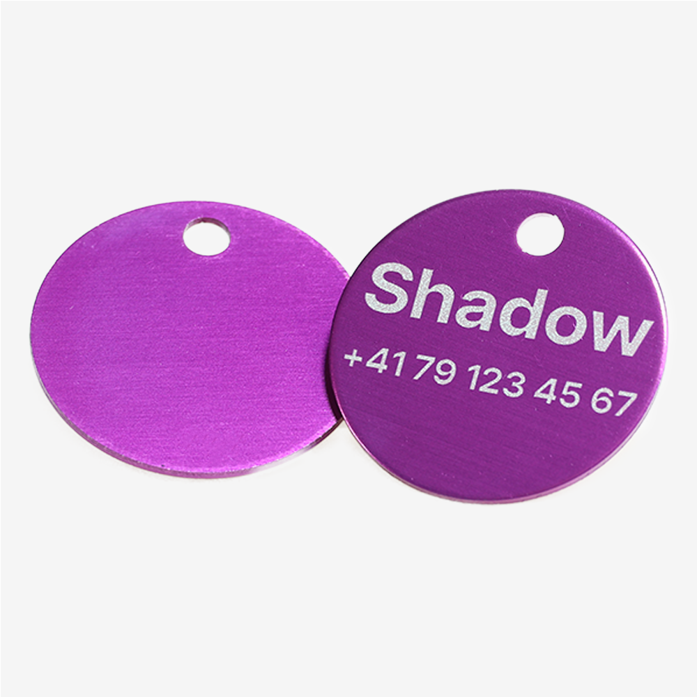 Tiermarke mit Lasergravur Rund aus Aluminium - Individuell gravierbar
