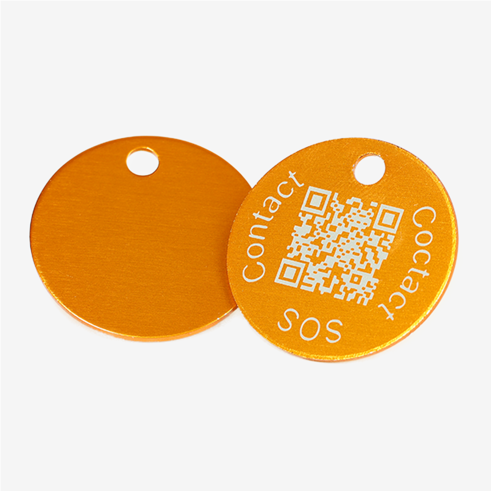 Tiermarke mit QR-Code Rund aus Aluminium - Schweizer Datenplattform