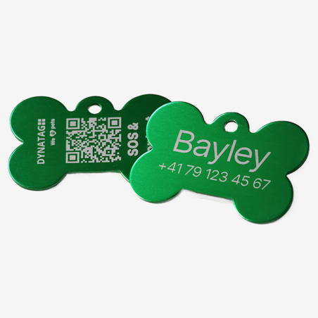 SOS Pet Tag Aluminium Bone with QR Code & Laser Engraving Personalized