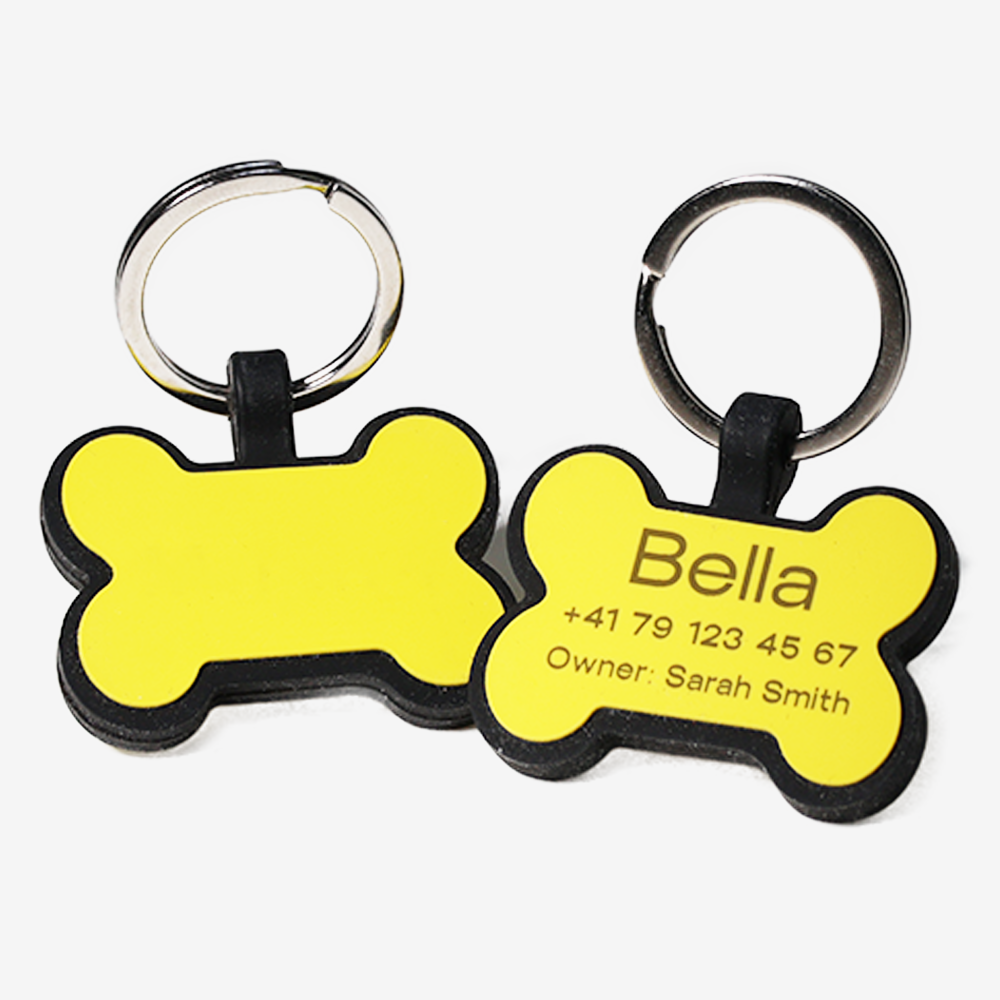 Personalized SOS Pet Tag – Bone Shape in Silicone with Laser Engraving