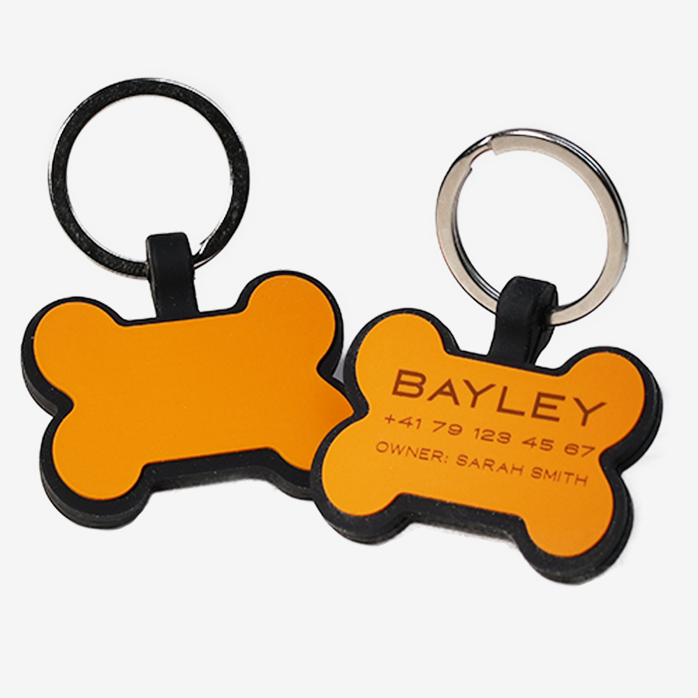 Hundemarke mit Lasergravur Knochen aus Silikon - Individuell gravierbar