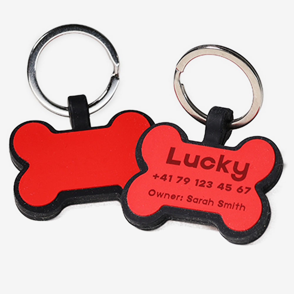 Hundemarke mit Lasergravur Knochen aus Silikon - Individuell gravierbar