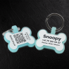 Hundemarke mit QR-Code und Lasergravur Knochen fluoreszierendem Silikon - Individuell gravierbar und Schweizer Datenplattform