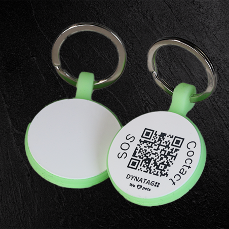 Glow-Edition  SOS Pet Tag Round Shape in Silicone with QR Code - Swiss Data Platform