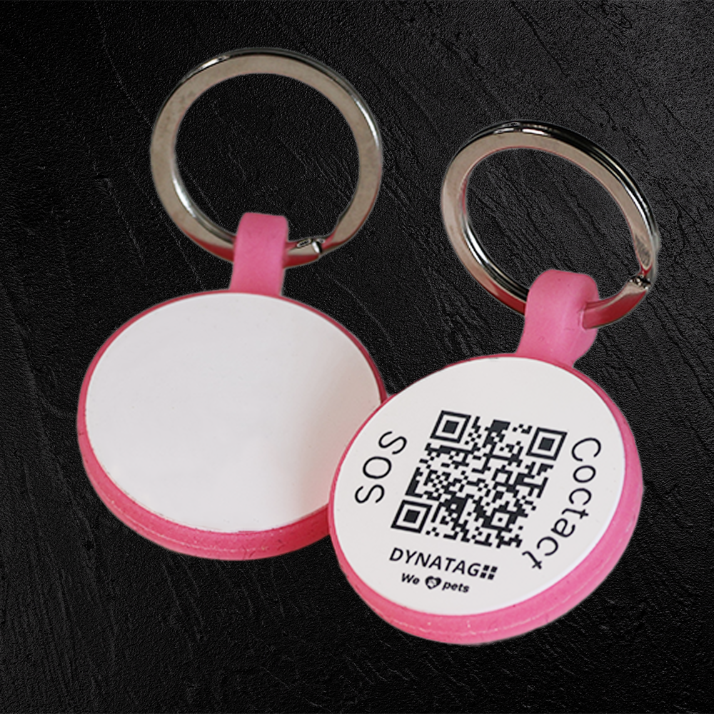 Tiermarke mit QR-Code Rund aus fluoreszierendem Silikon - Schweizer Datenplattform