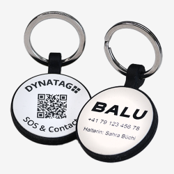 Tiermarke Rund aus Silikon mit QR-Code und Lasergravur - Individuell gravierbar und Schweizer Datenplattform