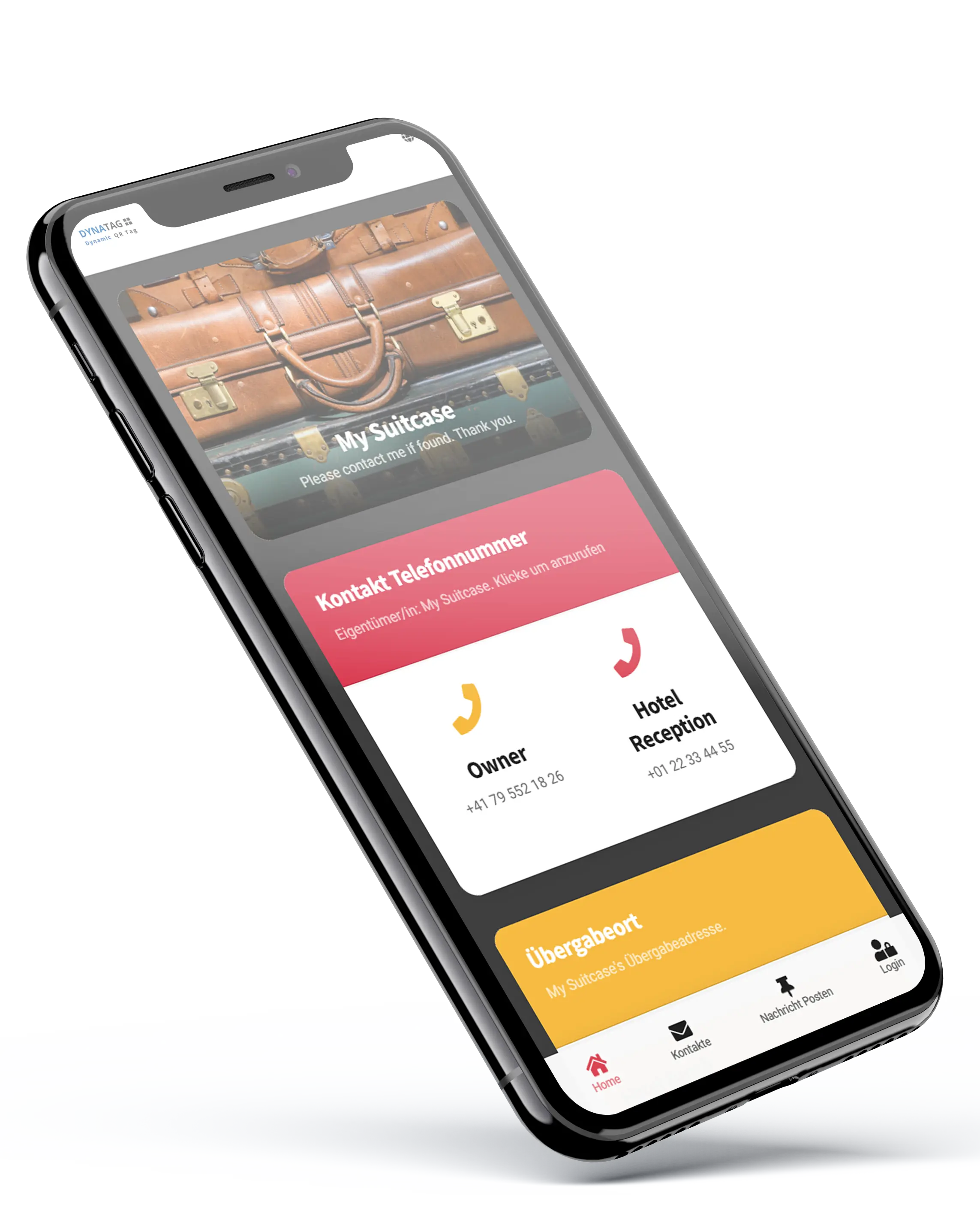 DynaTag WebApp für Gepäckanhänger mit QR-Code